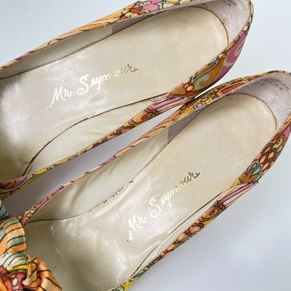 MR SEYMOUR Vintage 60's 70's Psychedelic Floral Bow Pumps Size 10AA RARE - Picture 11 of 15